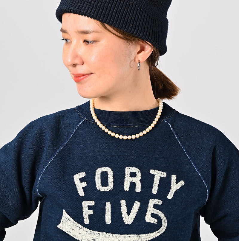 45R Indigo Cotton Fleece Raglan Sweatshirt - Image 10