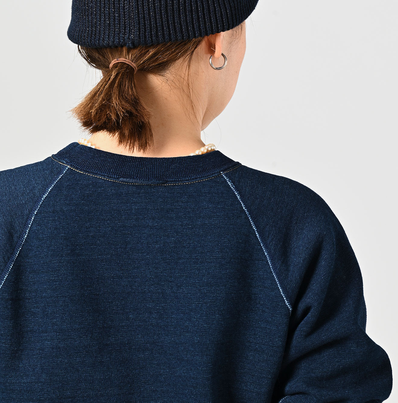 45R Indigo Cotton Fleece Raglan Sweatshirt