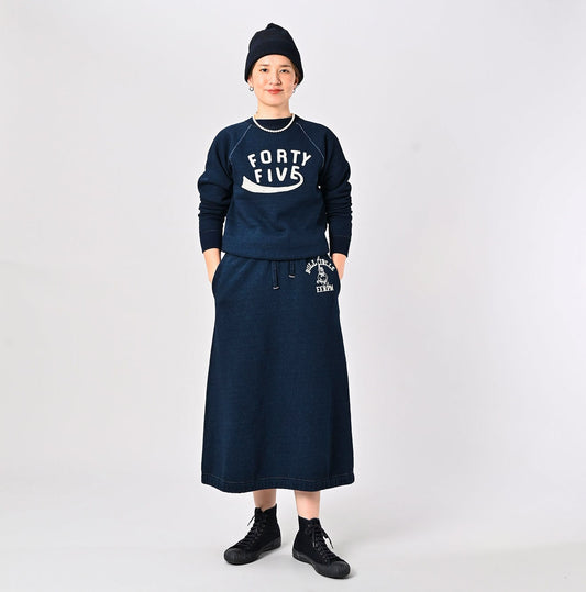 45R Indigo Cotton Fleece Raglan Sweatshirt