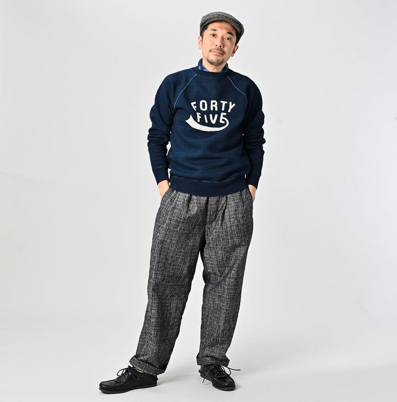 45R Indigo Cotton Fleece Raglan Sweatshirt