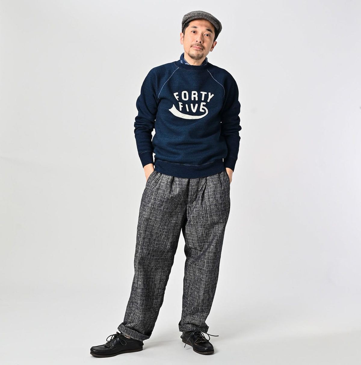 45R Indigo Cotton Fleece Raglan Sweatshirt
