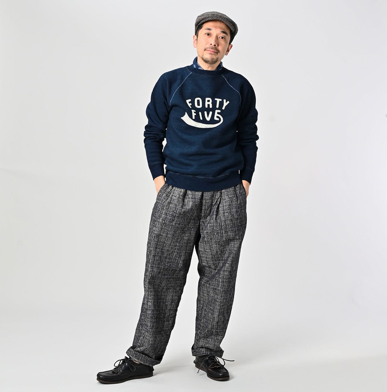 45R Indigo Cotton Fleece Raglan Sweatshirt