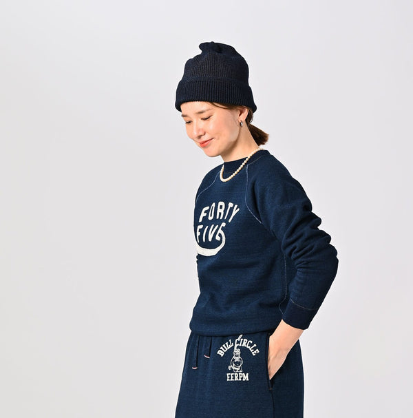 45R Indigo Cotton Fleece Raglan Sweatshirt