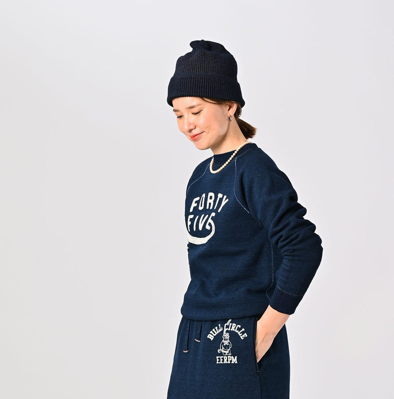 45R Indigo Cotton Fleece Raglan Sweatshirt - Image 5
