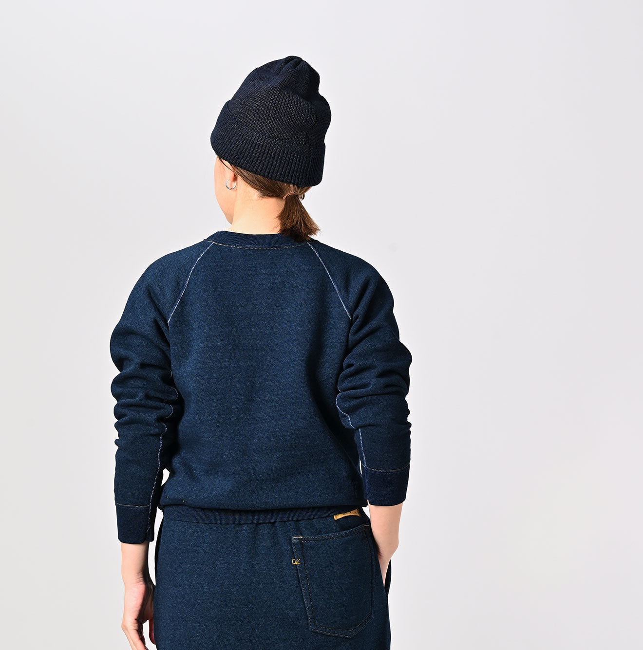 45R Indigo Cotton Fleece Raglan Sweatshirt