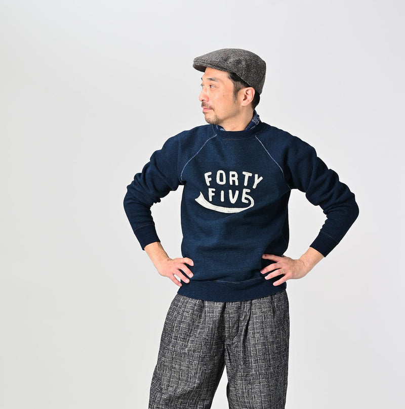 45R Indigo Cotton Fleece Raglan Sweatshirt - Image 7