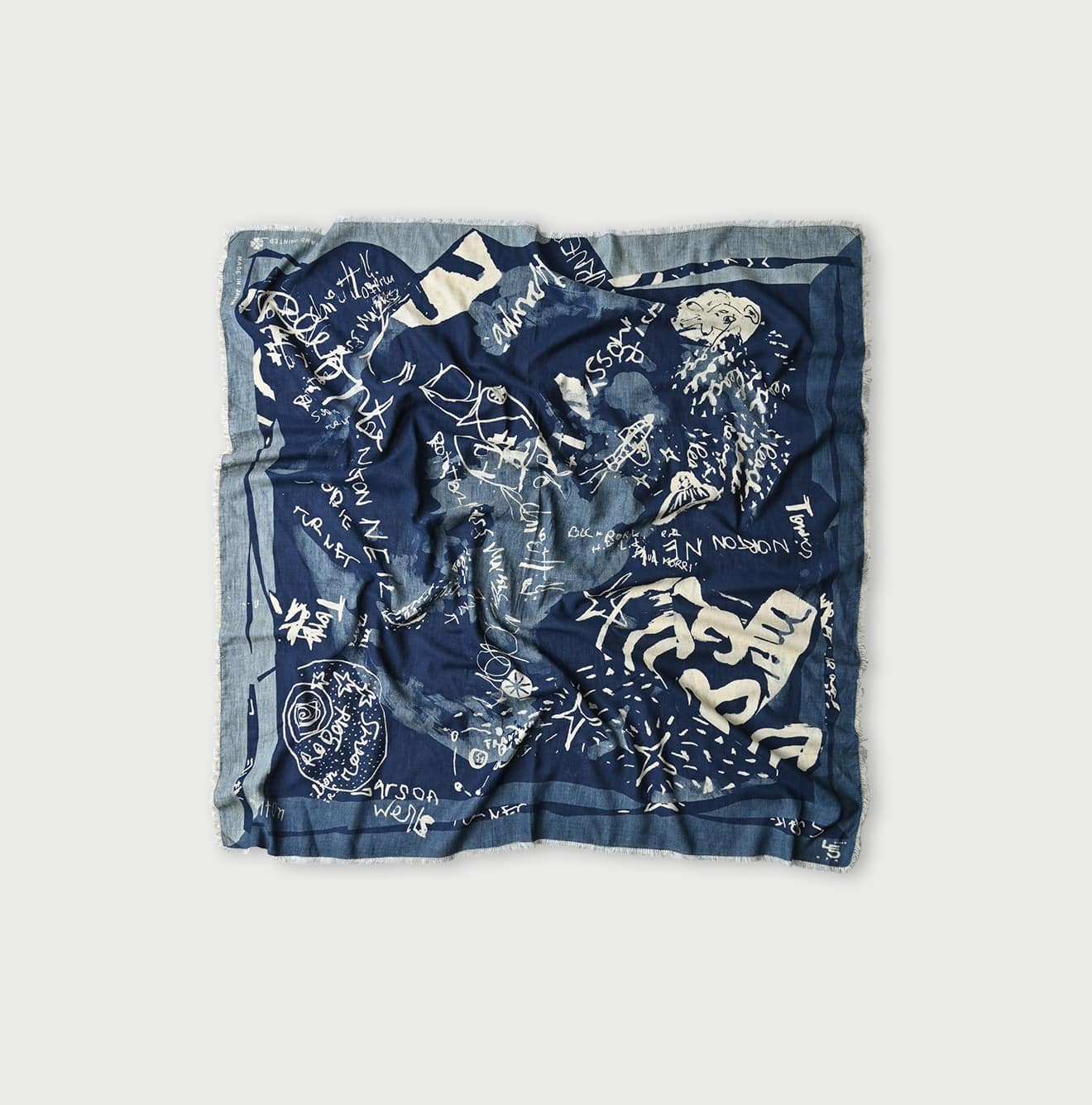 45R Indigo Supima Twill Graffiti Furoshiki - Image 2
