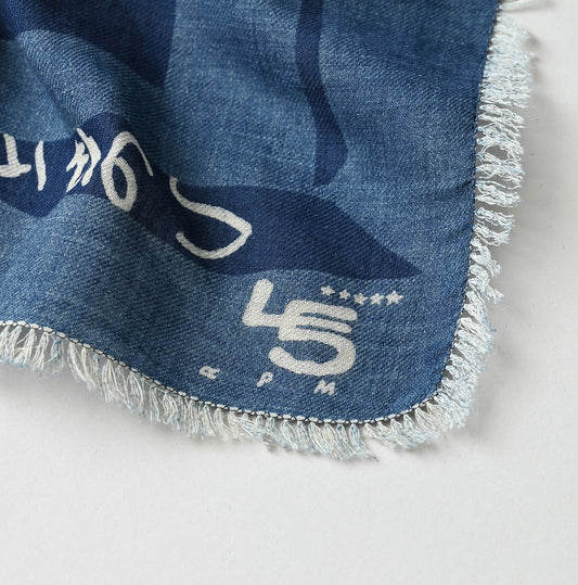 45R Indigo Supima Twill Graffiti Furoshiki