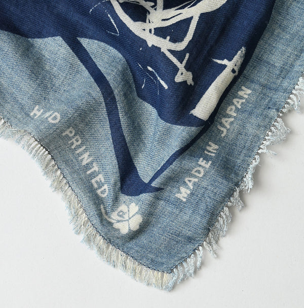 45R Indigo Supima Twill Graffiti Furoshiki