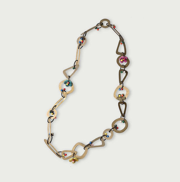 45R Circle Triangle Square Brass Necklace