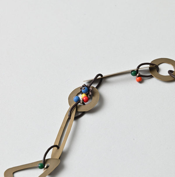 45R Circle Triangle Square Brass Necklace