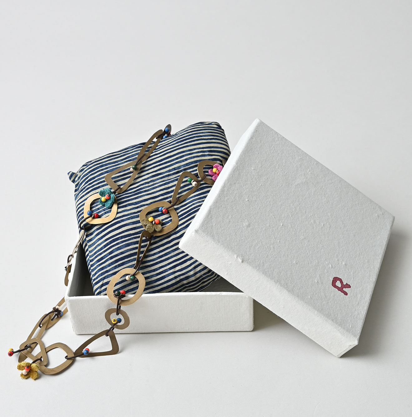 45R Circle Triangle Square Brass Necklace