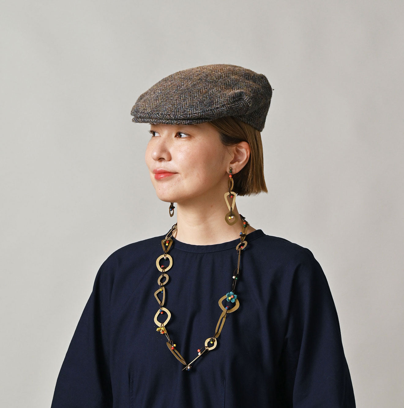 45R Circle Triangle Square Brass Necklace