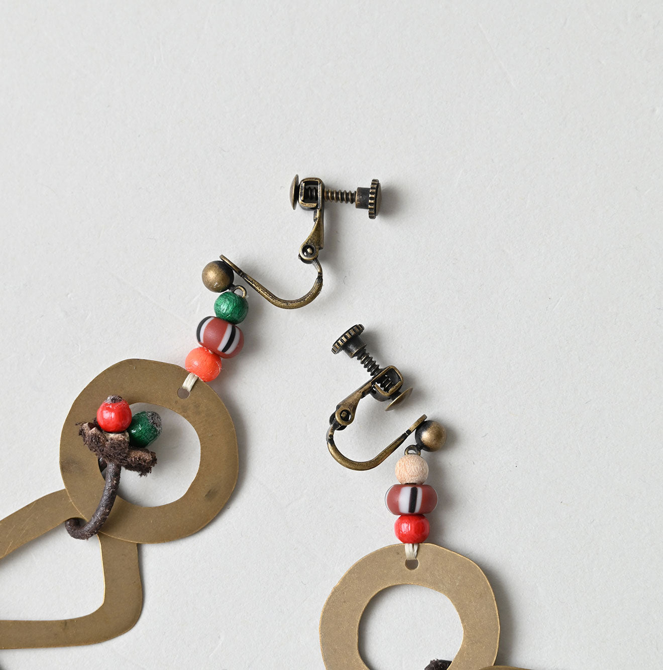 45R Circle Triangle Square Brass Necklace Earrings