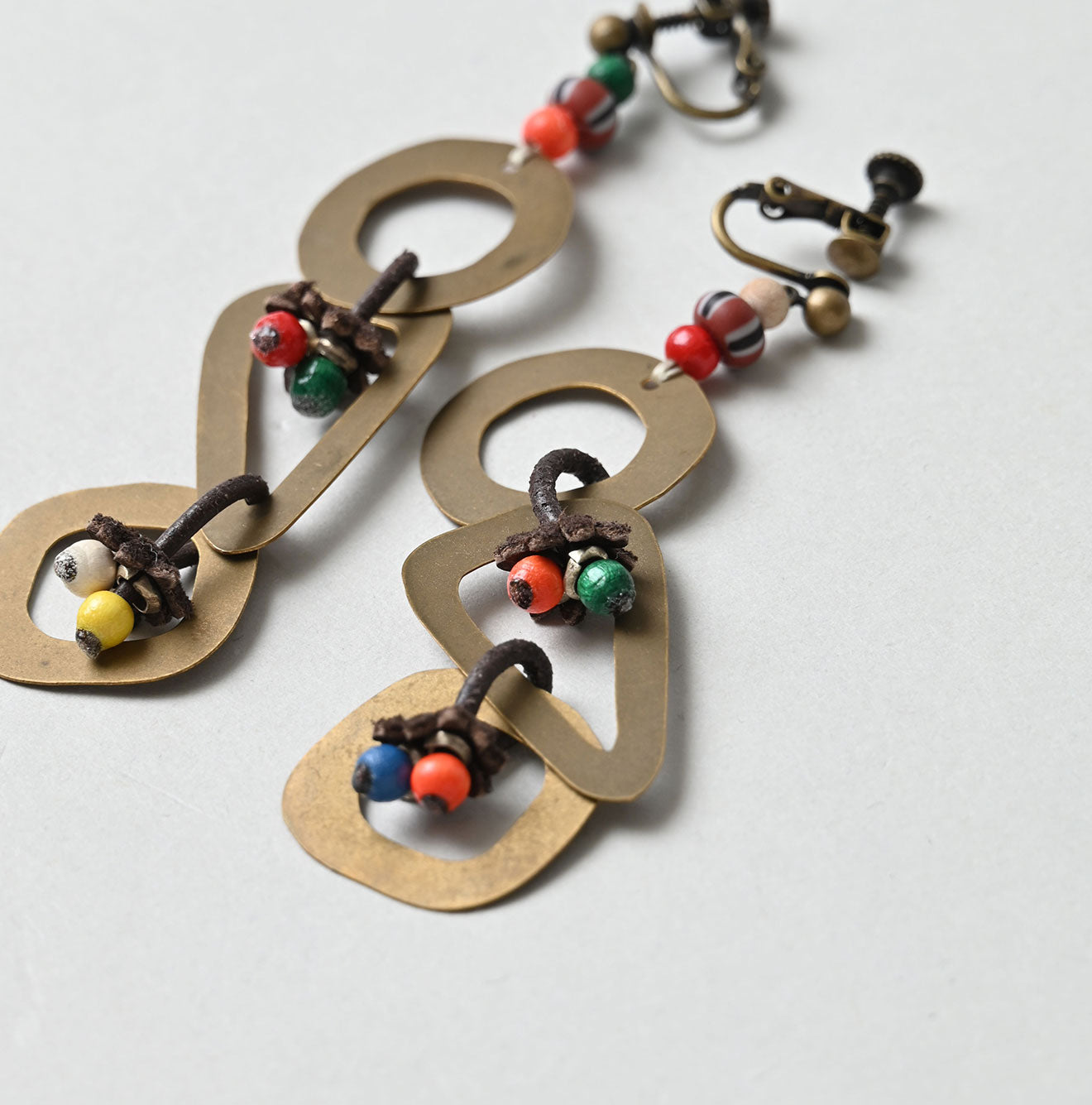 45R Circle Triangle Square Brass Necklace Earrings