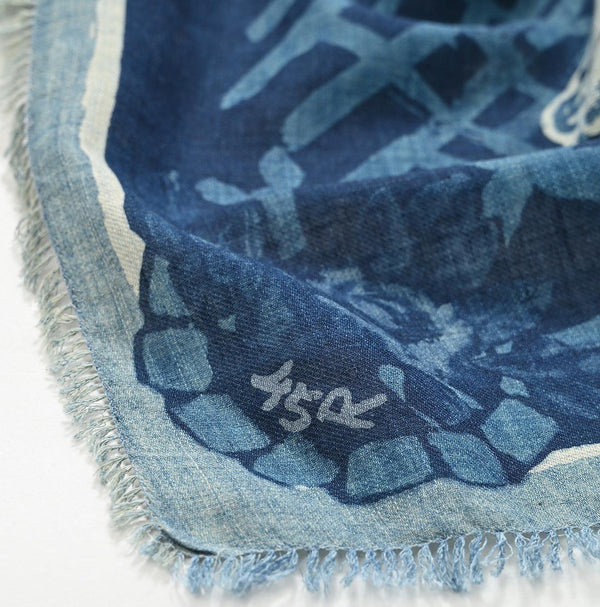 Indigo Supima Twill Calender Flower FUROSHIKii - 45R by 45rpm studio