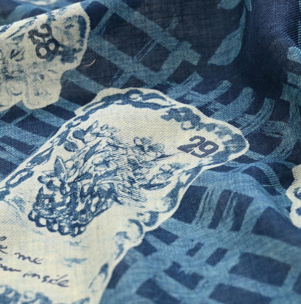 Indigo Supima Twill Calender Flower FUROSHIKii - 45R by 45rpm studio