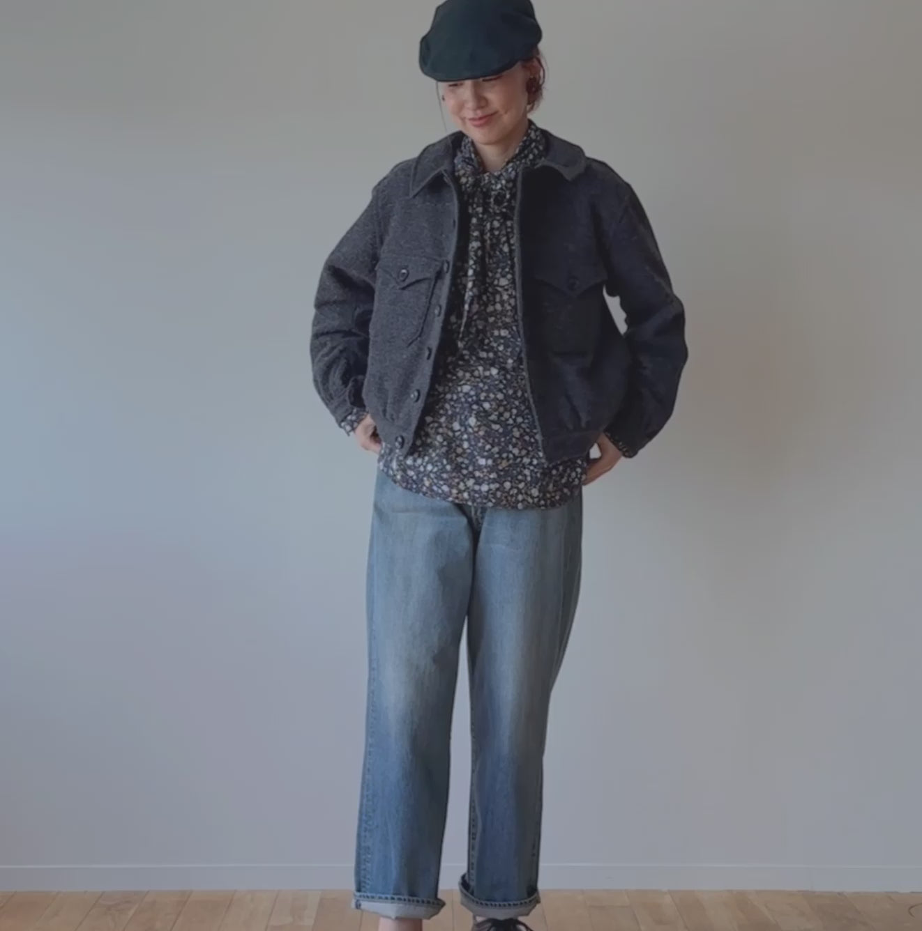 Indigo Cotton Tweed Annie Blouson – 45R GLOBAL