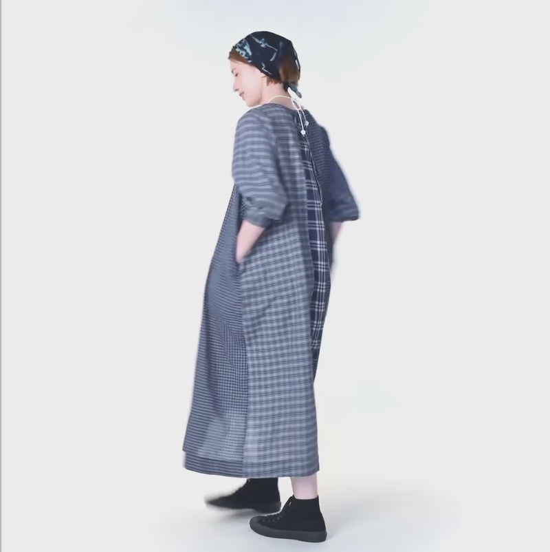 Aikaze Khadi Mix Tucked Dress